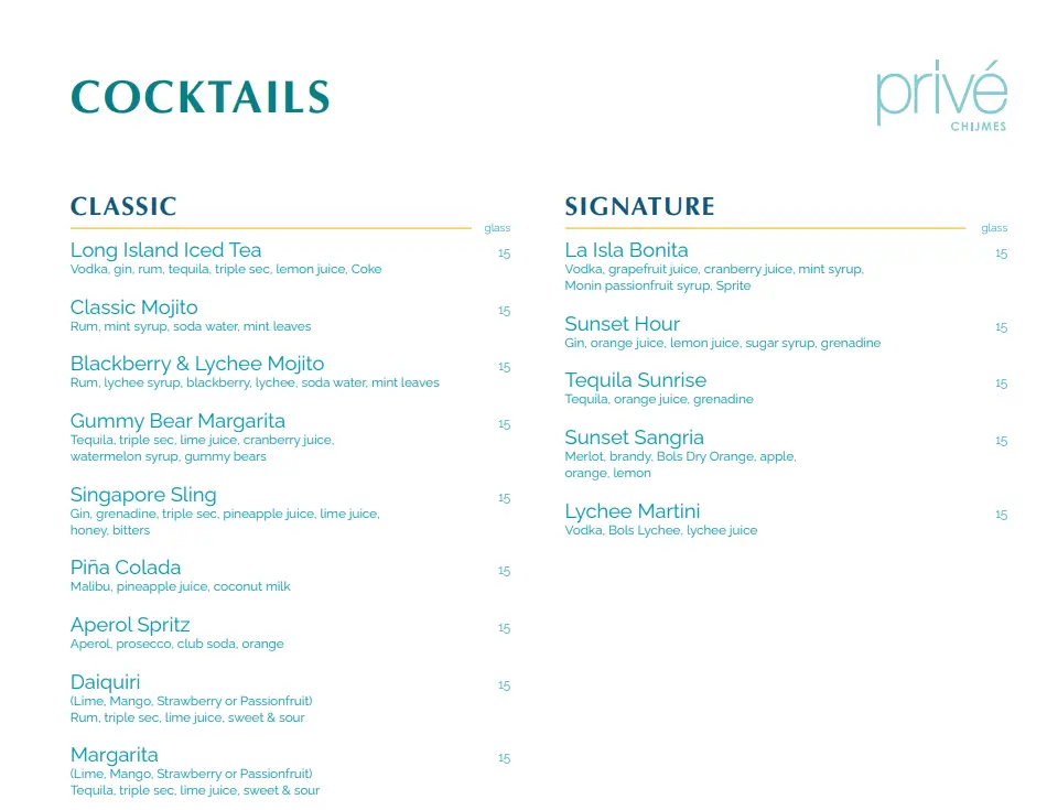 Prive-Cocktails-Menu